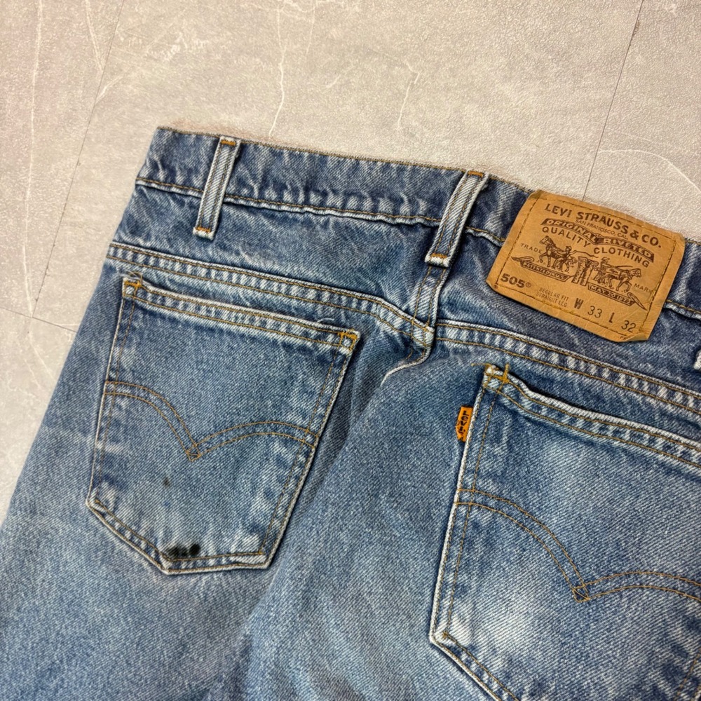 Vintage Levis 505 Mens Orange Tab Straight Leg Blue Jeans 33x32 Medium Wash - Picture 2 of 6